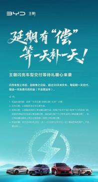 延遲一天交付/贈(zèng)一天閃充 比亞迪發(fā)布閃充車型權(quán)益
